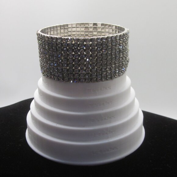 Vintage Wide Bling Rhinestone Stretch Bracelet - Picture 2 of 3